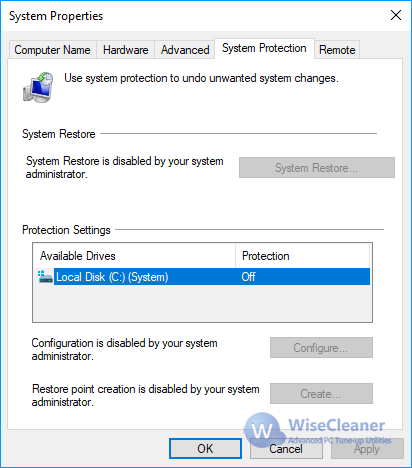 system restore greyed out windows 10