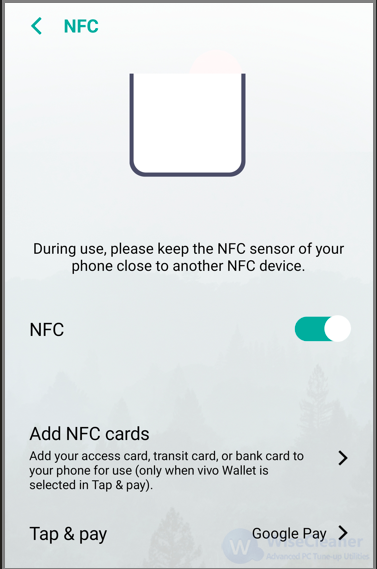 NFC feature on mobile phone