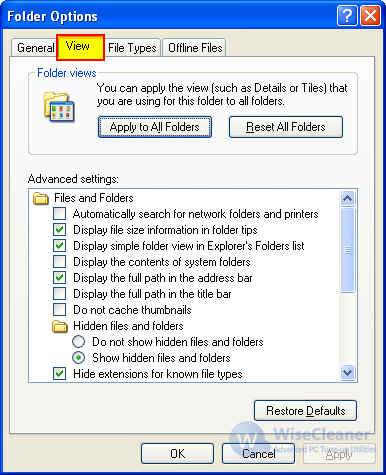 WinXP-view-tab