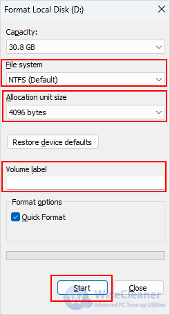 Configure format settings 