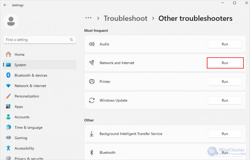 Run the Network Troubleshooter