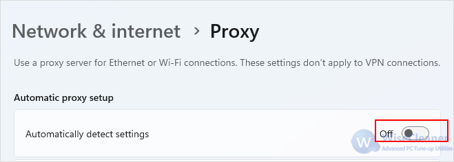 Disable VPN or Proxy