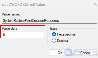 set the Value data 